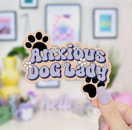 Anxious Dog Lady Sticker